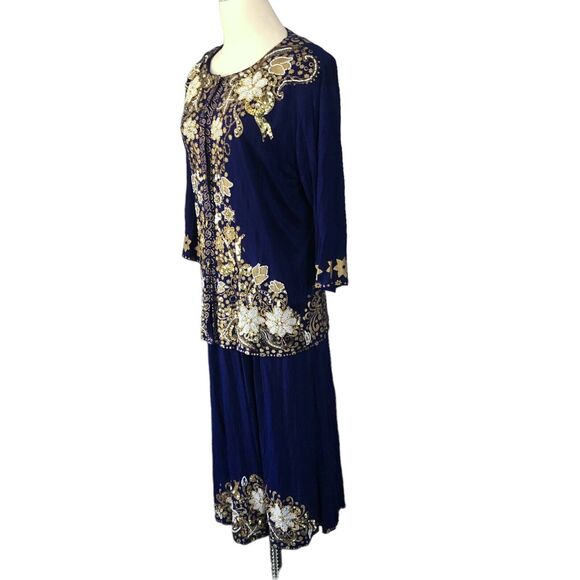 Bali Chic Vintage Skirt Set Large Beaded Sequined Boho Large - Picture 12 of 14
